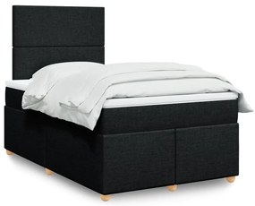 vidaXL Pat box spring cu saltea, negru, 120x190 cm, catifea