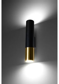 Aplică LOOPEZ 2xGU10/40W/230V neagră/aurie Sollux SL.0950