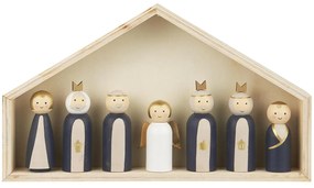 IB Laursen Nasterea Domnului cu 7 figurine din lemn pictate manual