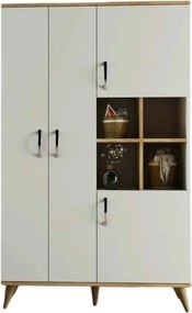 Dulap GRD0103, alb/stejar, PAL melaminat, cu 4 usi, 106x47x174 cm
