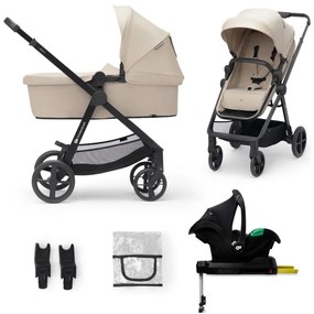 Cărucior de copii combinat 4 în 1 KINDERKRAFT NEWLY Classic beige + scaun auto MINK PRO