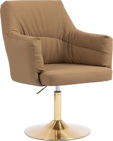 HR840N Scaun Caramel Piele Ecologica Premium Soft cu Bază Aurie