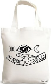 Sacosa de Panza pentru Cumparaturi, Geanta Tote, model Life in depth, 38x34.5 cm, Alba, BEKZ®