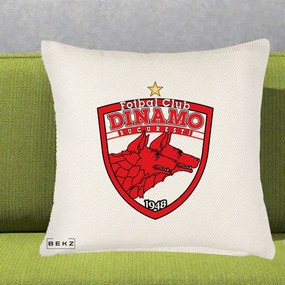 Perna Personalizata FC Dinamo Bucuresti 1948 Fotbal, 40x40 cm, Crem Reliefat, Husa Detasabila, Perna Inclusa, BEKZ®
