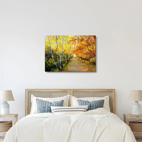 Tablou - Alee romantică de-a lungul apei, pictură în ulei (70x50 cm)