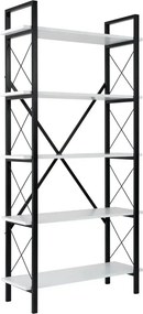 Etajera ELYSIAN, alb/negru, PAL/metal, 90x34x180 cm