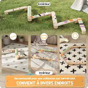 AIYAPLAY Balansoar din lemn pentru copii 3-8 ani cu pietre de obstacole colorate, interior și exterior | Aosom Romania