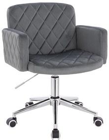 HR802K Scaun Grafit din Catifea cu Bază Cromata