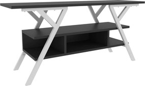 Comoda TV MINERVA, gri antracit/alb, PAL melaminat/metal, 120x35x55 cm