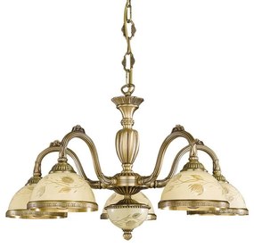 Candelabru cu 5 brate din alama cu sticla decorata design italian 6208