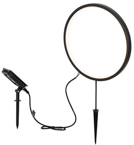 Lampă de sol neagră 60 cm cu LED reîncărcabil și solar IP65 - Adalind