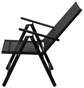 Scaun metalic pliabil Muhler 1005248, 7 pozitii, Spatar si scaun din material textil, Negru