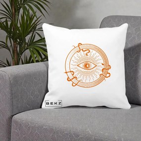 Perna Personalizata Ochiul Providentei Mistic Orange, 40x40 cm, Alba Mata, Husa Detasabila, Perna Inclusa, BEKZ®