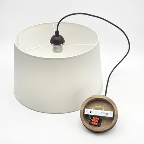 Lustră suspendată AIDA pe cablu, 1xE27, 60W, 230V, Ø 35 cm, stejar/nuc/alb