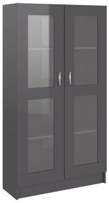 802767 vidaXL Dulap cu vitrină, gri extralucios, 82,5 x 30,5 x 150 cm, PAL