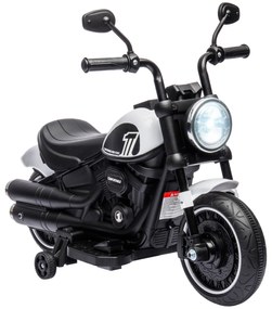 HOMCOM Motocicletă electrică pentru copii 3 km/h 6V cu far cu LED 2 roți de antrenament de la 18 la 36 luni cu motor puternic alb | Aosom Romania