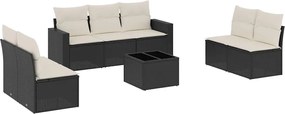 vidaXL Set mobilier de grădină cu perne, 8 piese, negru, poliratan