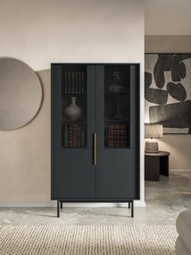 Vitrină, negru/aur, VIVALA 4D