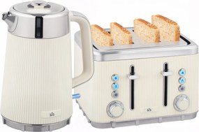 HOMCOM Fierbător 1,7 L 2200 W cu funcție de fierbere rapidă, filtru anticalcar și prăjitor cu 4 fante și 7 trepte de rumenire, alb-crem | Aosom Romania