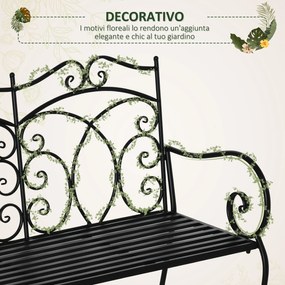 Outsunny Balansoar cu 2 Locuri, Design Metalic Elegant, Spătar Decorativ, Ideal pentru Grădină, 102x74.5x78 cm, Negru | Aosom Romania