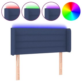 3123364 vidaXL Tăblie de pat cu LED, albastru, 93x16x78/88 cm, textil