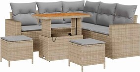 vidaXL Set de canapele pentru grădină 9 pcs Beige și gri deschis