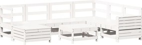 vidaXL Set canapea de grădină, 8 piese, alb, lemn masiv de pin