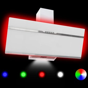 Hota RGB cu LED, 90 cm, otel inoxidabil si sticla securizata Alb, 90 cm