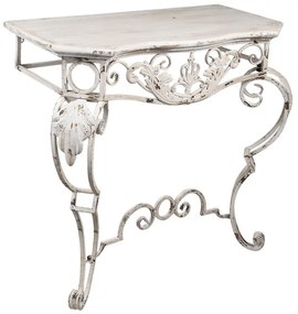 Consola metalica, cu blat din lemn, aspect vintage, Bellavie