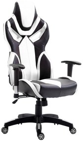 Scaun gaming Genator V8, piele ecologica, Negru/Alb