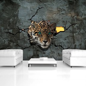 Fototapet - Jaguar după zid (254x184 cm)