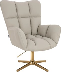 HR650CROSS Scaun Ecru Piele Ecologica Premium Soft cu Bază Aurie