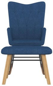 327626 vidaXL Scaun balansoar cu taburet, albastru, textil