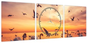 Tablou - Lebedă (cu ceas) (90x30 cm)