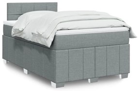 vidaXL Pat box spring cu saltea, gri deschis, 120x190 cm, textil