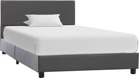 vidaXL Cadru de pat, gri, 90x200 cm, piele ecologică