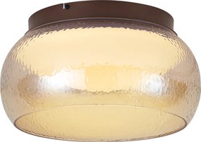 Plafonieră Art Deco maro cu sticlă chihlimbarie, cu LED reglabil în 3 trepte - Thimble