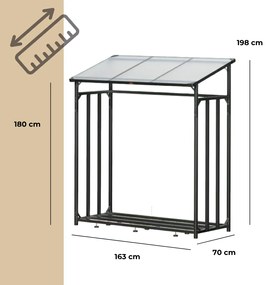 Gardebruk Adăpost pentru lemne de foc CORINA, 198x163x70cm, antracit/verde