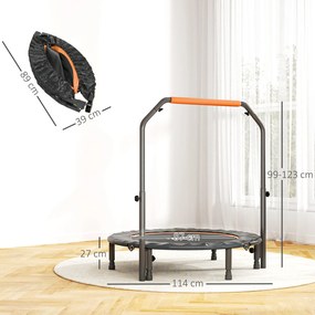 HOMCOM Trampolin Fitness Mini Pliabil de 45", cu Mâner Reglabil cu Spumă, Portocaliu | Aosom Romania