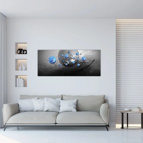 Tablou cu bile abstracte albastre (120x50 cm), în 40 de alte dimensiuni noi