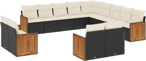 vidaXL Set mobilier de grădină cu perne, 13 piese, negru, poliratan