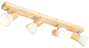 Plafoniera cu spoturi din lemn cu alb reglabil 4 lumini - Thorin