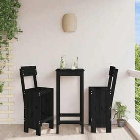 825363 vidaXL Taburete de bar, 2 buc., negru, 40x48,5x115,5 cm lemn masiv pin