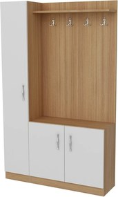 Mobilier hol NATUREL, alb/stejar, PAL melaminat, 110x32x180 cm