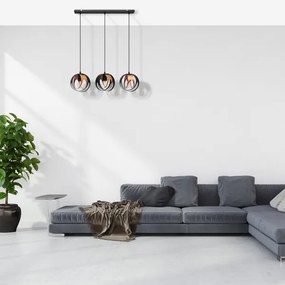 Lustră pe cablu MOONLIGHT 3xE27/15W/230V neagră/cupru