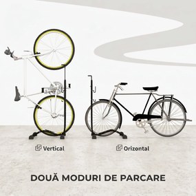 HOMCOM Suport bicicletă cu cârlige reglabile, compatibil cu biciclete 24"-29" și 700C, pentru garaj, interior și exterior, negru | Aosom Romania