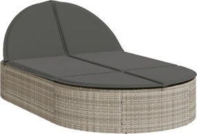 vidaXL Șezlong dublu cu perne, gri deschis, poliratan