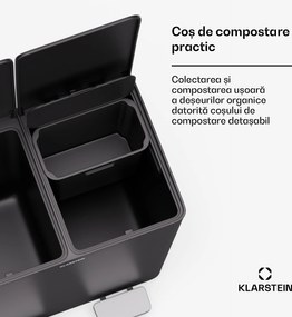Klarstein EcoVista, coș de gunoi cu compostor, 40 l + 3 l/bucată + compostor, Soft-Close