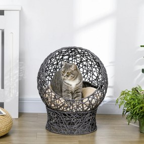 PawHut Coș pentru pisici, Cuib pentru pisici cu Pernă, 2 piese, 50 cm x 50 cm x 60 cm, Crem + Maro | Aosom Romania