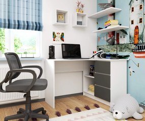 Masă PC de colț Bodhi (Alb + gri) (D). 1070841